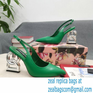 Dolce  &  Gabbana Heel 10.5cm Slingbacks Green with DG Heel 2022